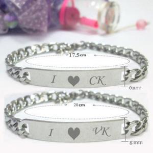 Vòng lắc tay cặp đôi inox Đẹp Mà Rẻ màu bạc khắc chữ I Y VK / CK