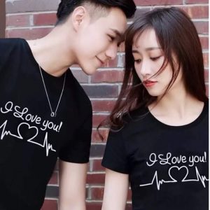 Combo 2 áo thun cặp đôi nam nữ Phong Cách Hàn Quốc nhịp tim I LOVE YOU